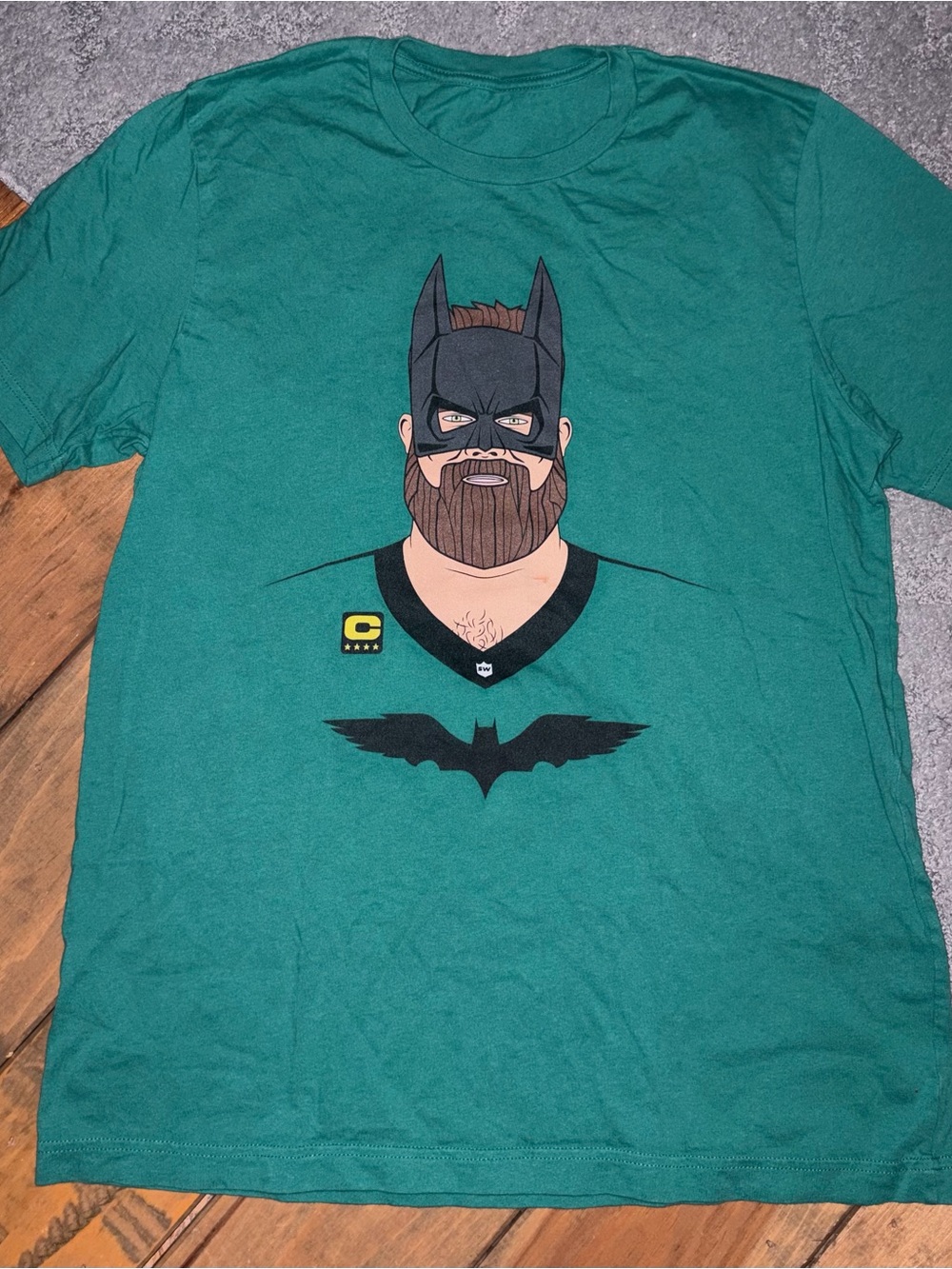 Men's Green Graphic Batman Jason Kelce Hero T-Shirt Eagles Medium